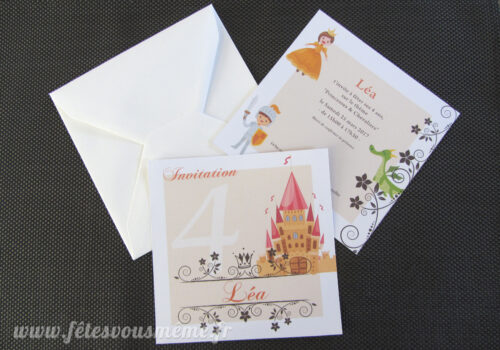 Invitation Princesse & Chevalier - Fêtes vous même