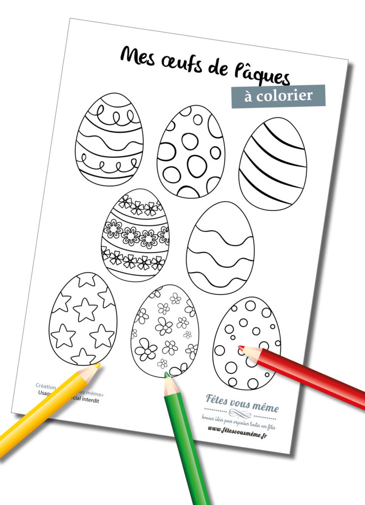 Oeufs de pâques à colorier - Fêtes vous même