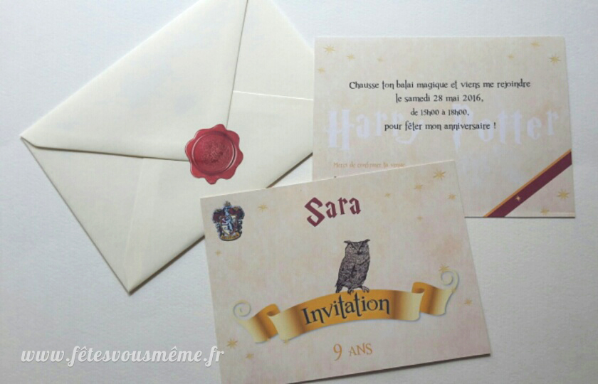 invitation Harry Potter Studio Tour carte cadeau message personnalisable