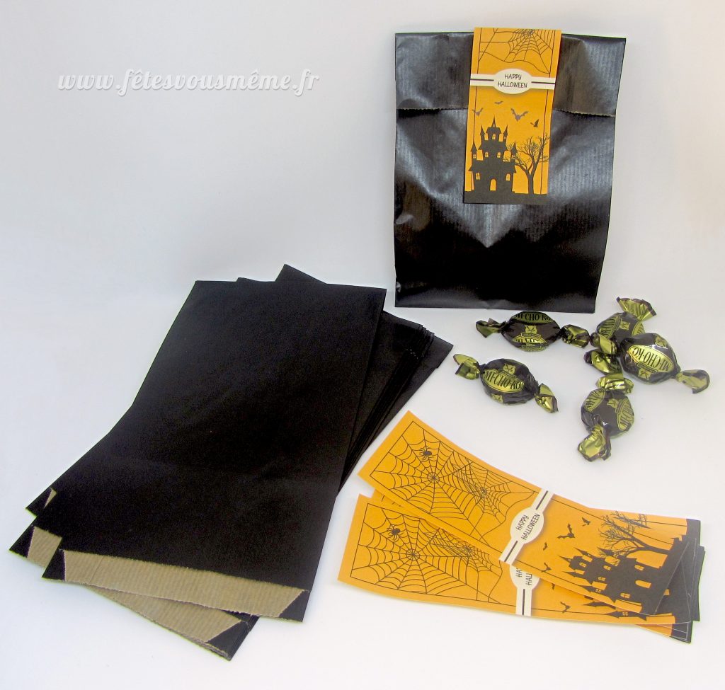 Sachets bonbons Halloween kraft noir • Boutique Fêtes vous même