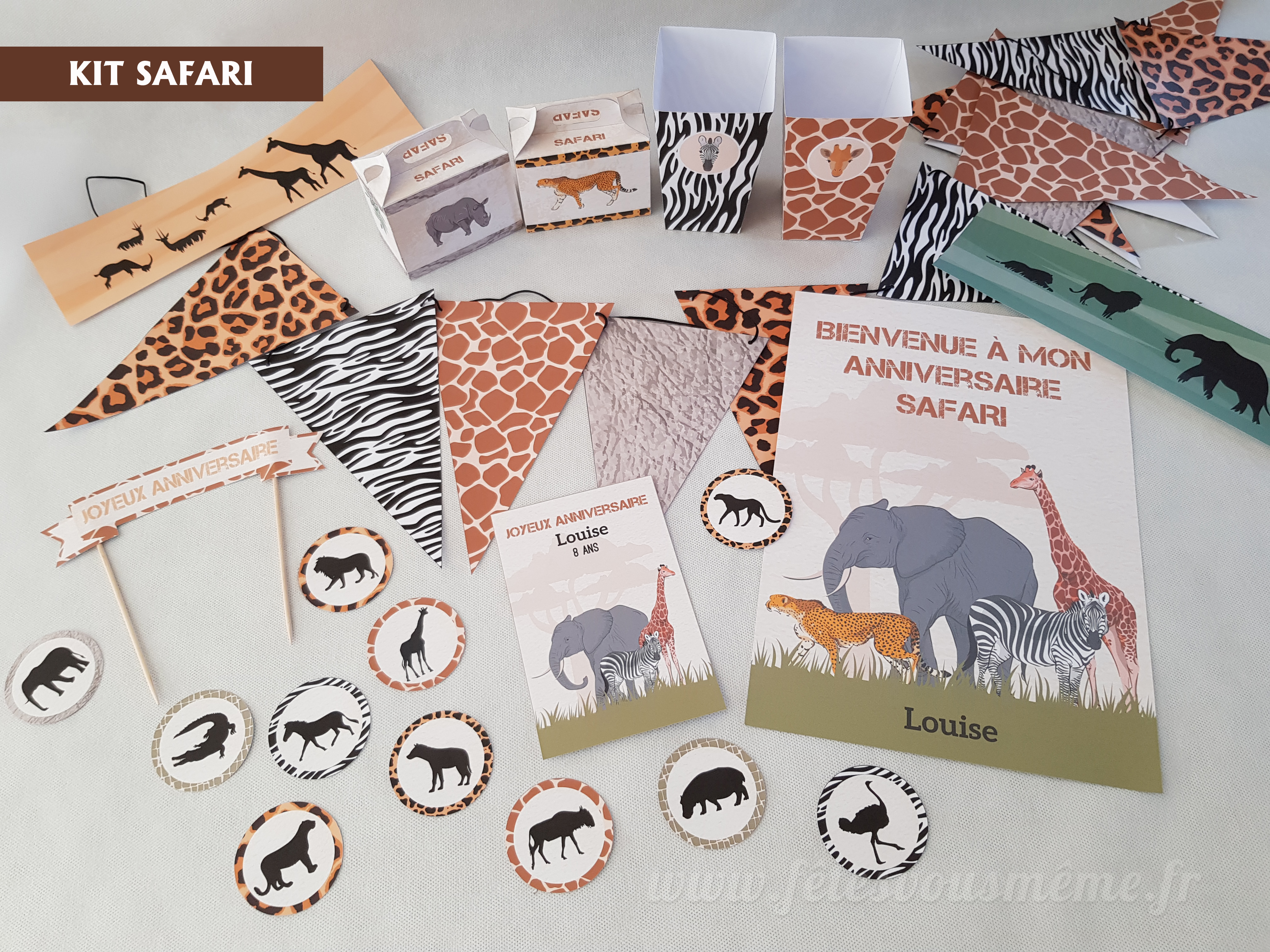 Chemin de table personnalisé anniversaire jungle safari