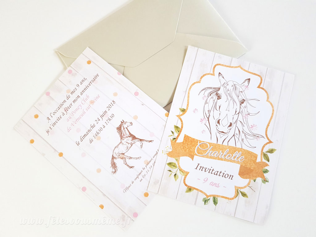 invitation personnalisée anniversaire poney club